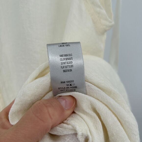 BEAU JOURS Ivory White 100% Linen Lagenlook Oversized Sleeveless Top Size Large - Picture 7 of 7